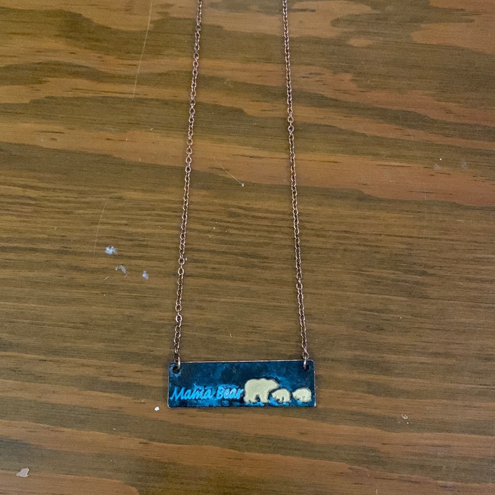 Mama Bear horizontal bar necklace